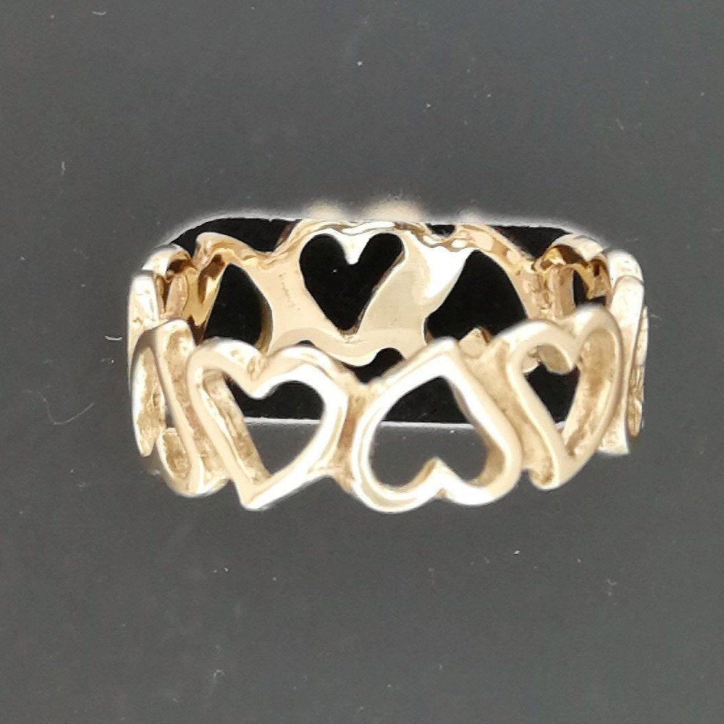 Linked Hearts Band in Sterling Silver or Antique Bronze - Le Dragon Argenté