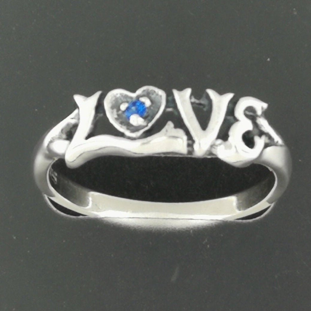 Love Ring in Sterling Silver with Gemstone Heart - Le Dragon Argenté