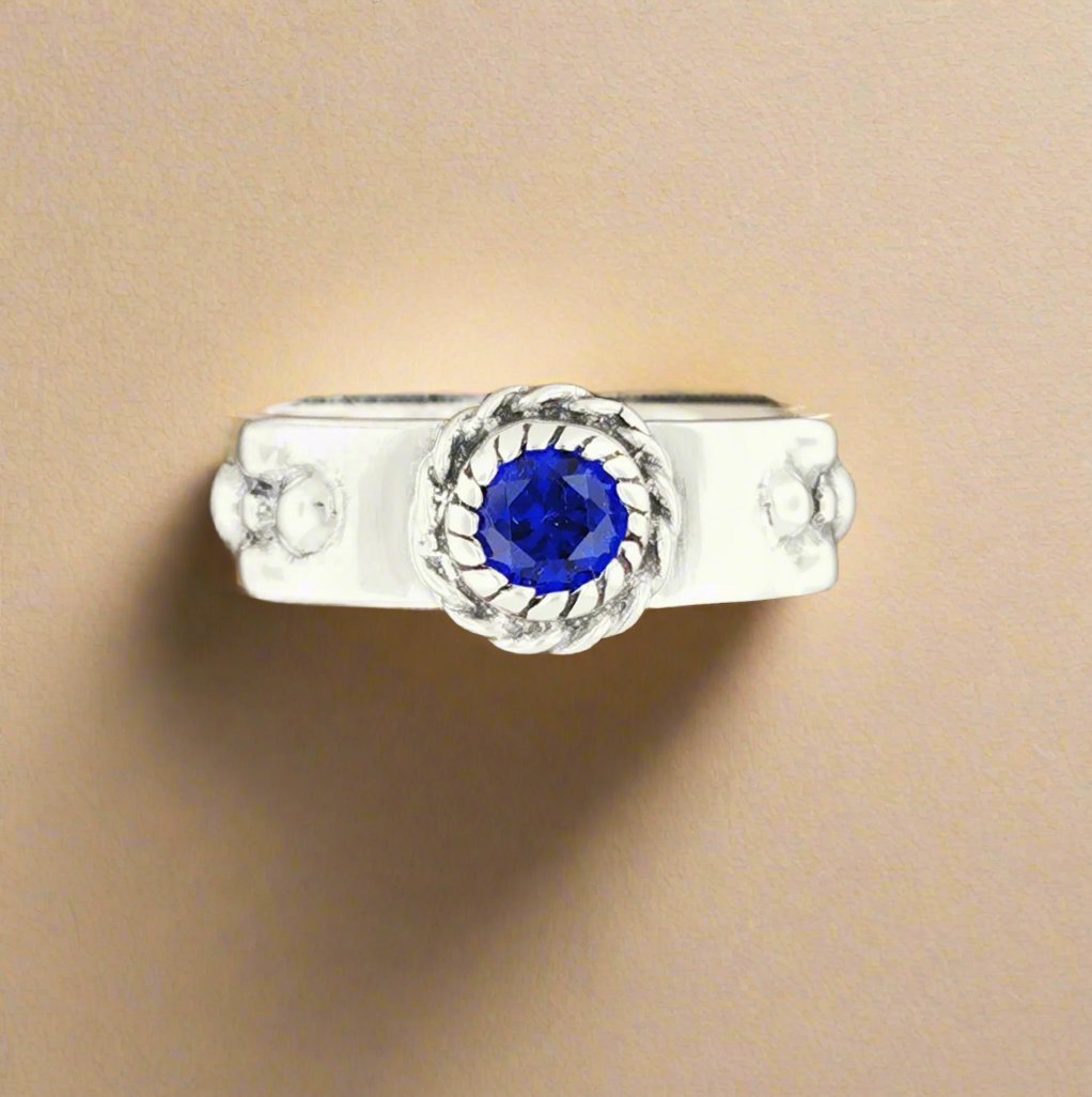 Matching Howl and Sophie Ring Set in Sterling Silver with Faceted Imitation Gemstones - Le Dragon Argenté