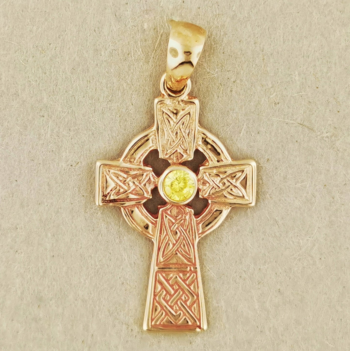 Medium Celtic Cross Pendant with Gemstone in Sterling Silver or Antique Bronze - Le Dragon Argenté