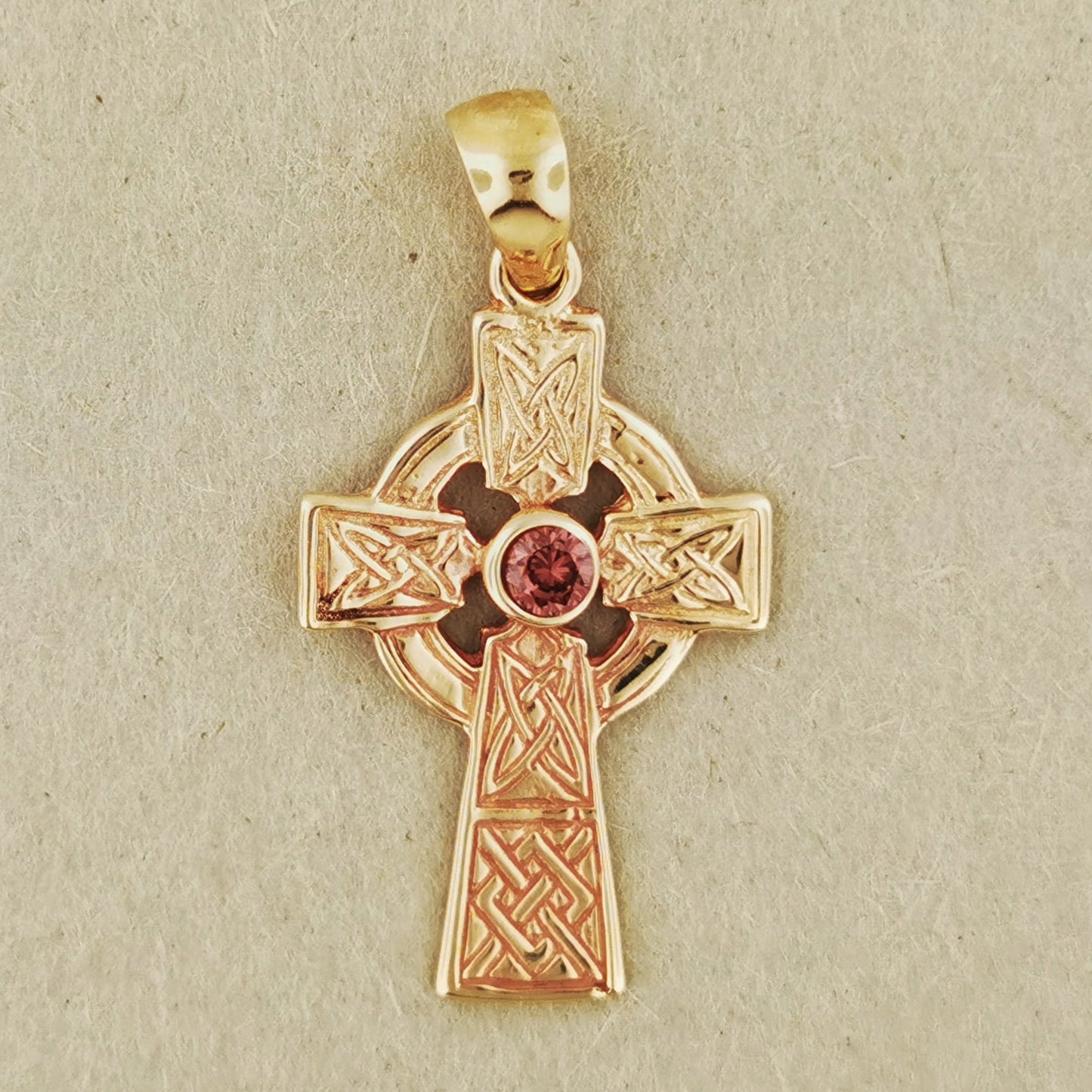 Medium Celtic Cross Pendant with Gemstone in Sterling Silver or Antique Bronze - Le Dragon Argenté