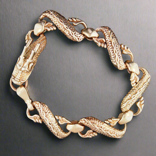 Mens Chinese Dragon Braclet in Antique Bronze - Le Dragon Argenté