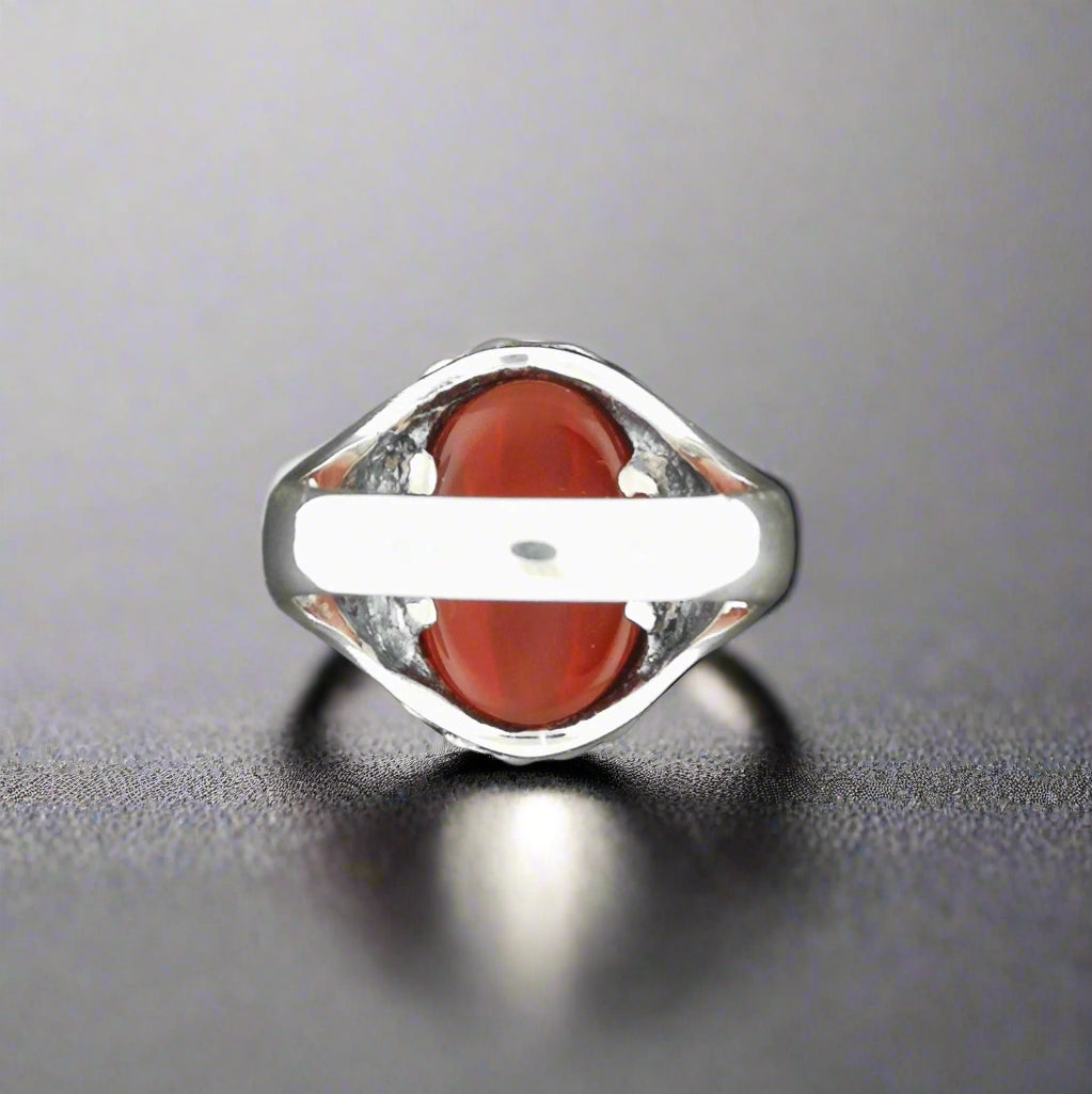 Mighty Hercules Ring in Sterling Silver With Carnelian - Le Dragon Argenté - 1960s Hercules Ring - 925 Hercules Ring - geek ring