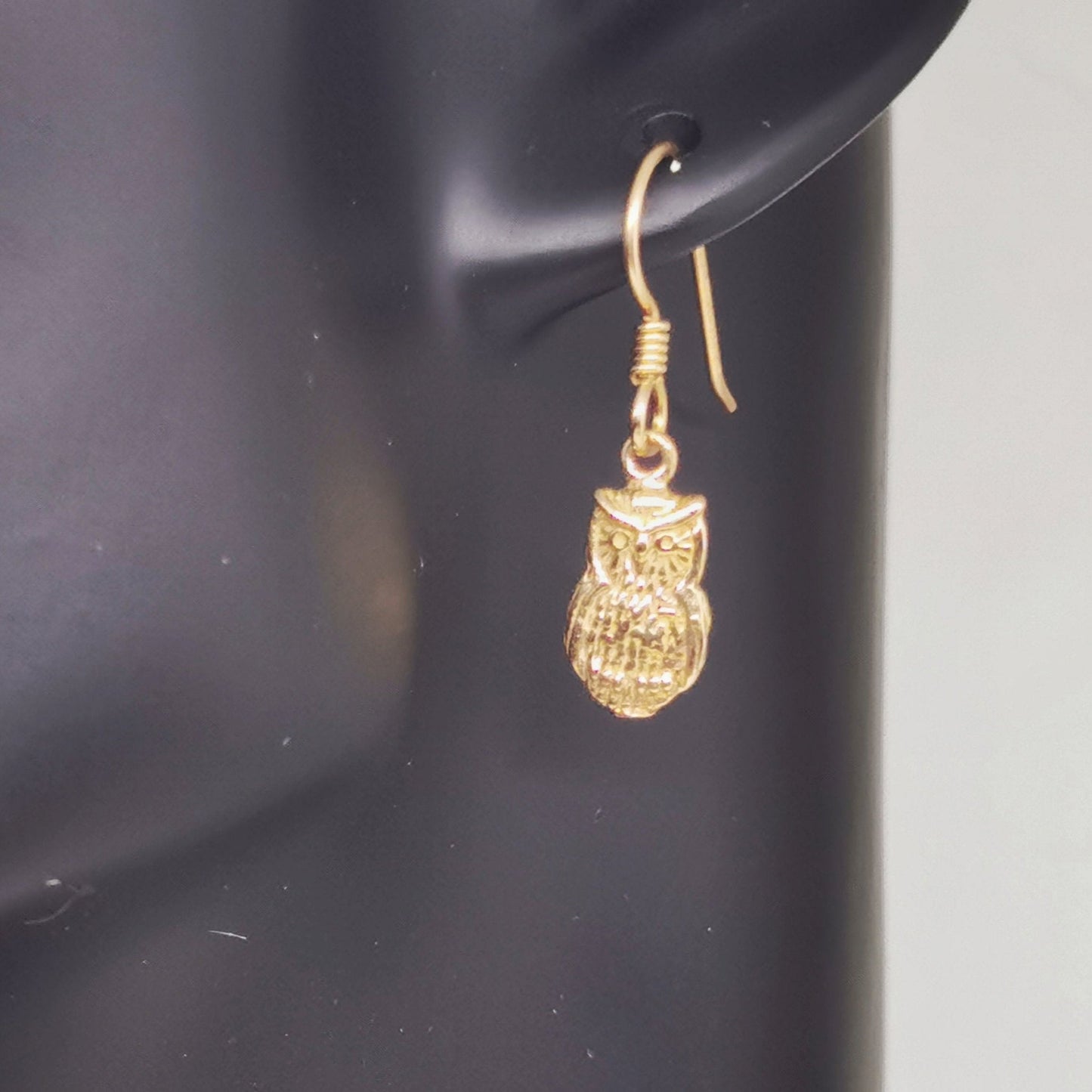 Owl Charm Earrings in Sterling Silver or Antique bronze - Le Dragon Argenté