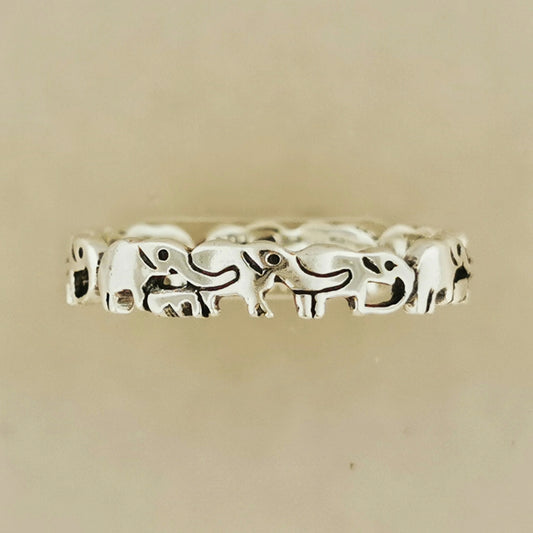 Parading Elephant Band in 925 Silver or Bronze, Elephant Band, Elephant Jewelry, Elephant Jewellery for Her, Gift for Elephant Lover, Silver Elephant Band Ring, Silver Elephant Ring, Silver Elephant Band, 925 Silver Elephant Ring, Elephant Lover Ring