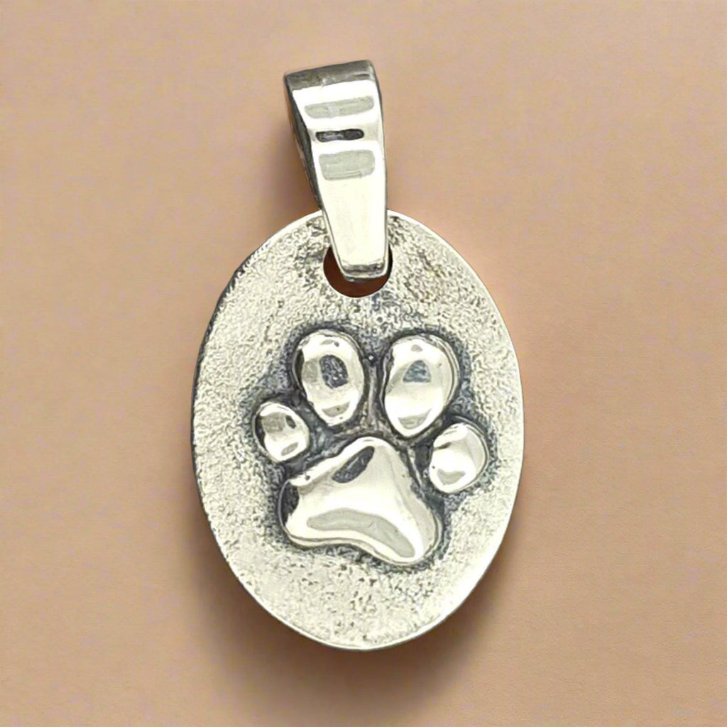 Paw Print Medallion in Sterling Silver or Antique Bronze - Le Dragon Argenté