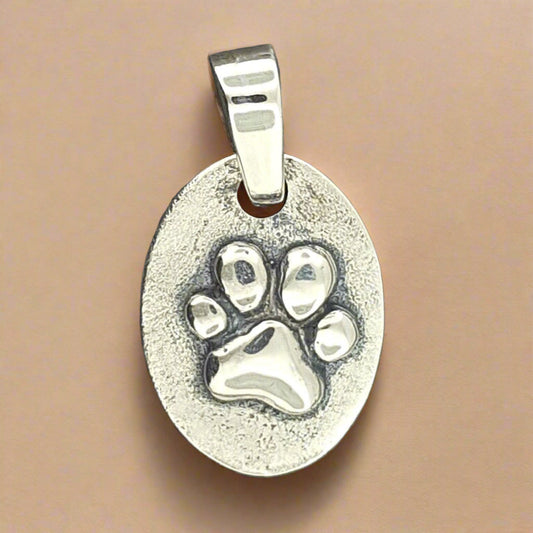 Paw Print Medallion in Sterling Silver or Antique Bronze - Le Dragon Argenté