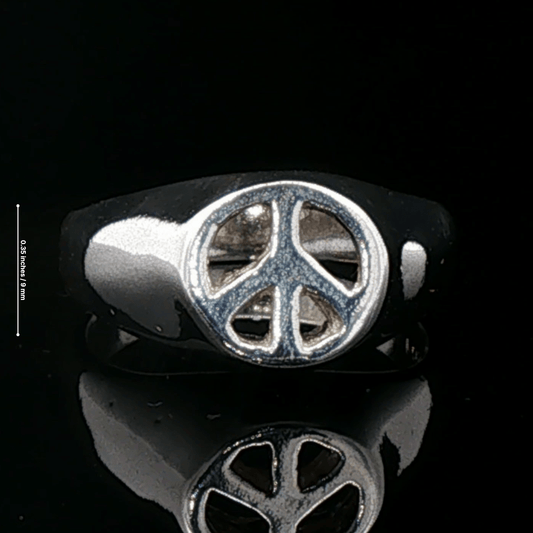 Peace Sign Signet Ring in Sterling Silver by Le Dragon Argenté