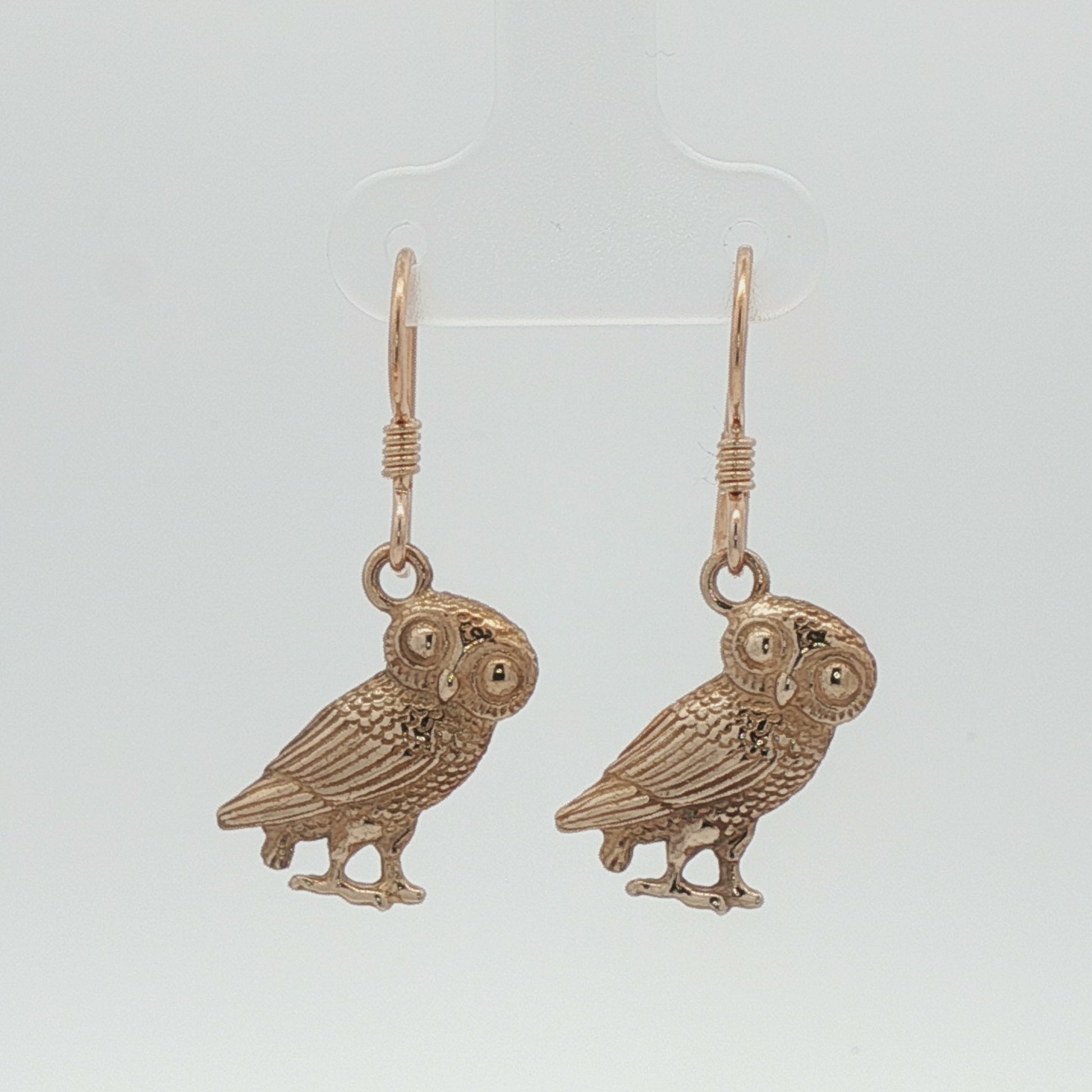 Hellenic Style Owl Earrings – Mythology Inspired Antique Bronze Jewellery by Le Dragon Argenté