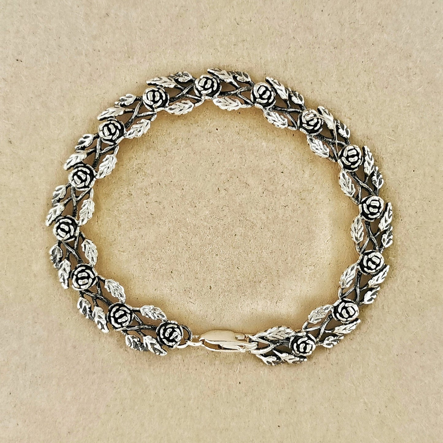 Rose Link Bracelet in Sterling Silver - Le Dragon Argenté