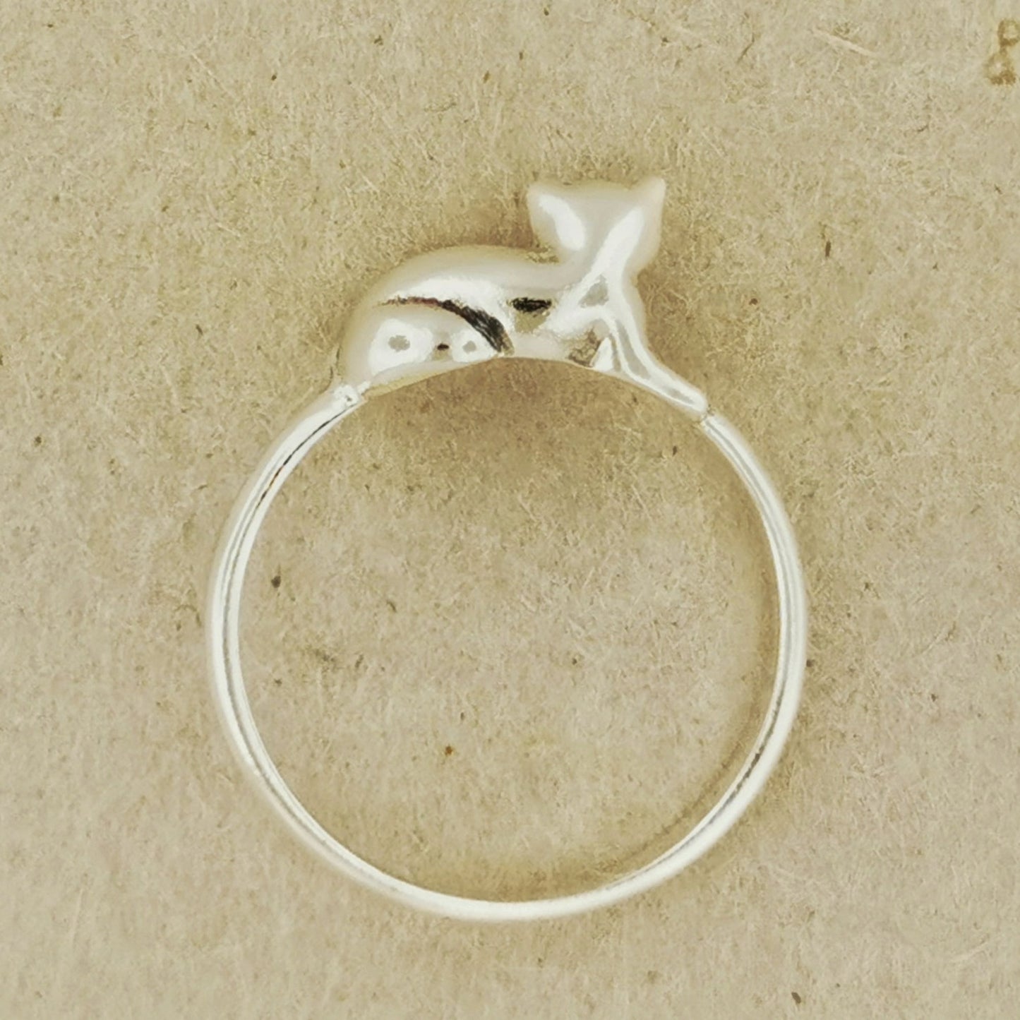 Small 3D Cat Ring in Sterling Silver or Antique Bronze - Le Dragon Argenté