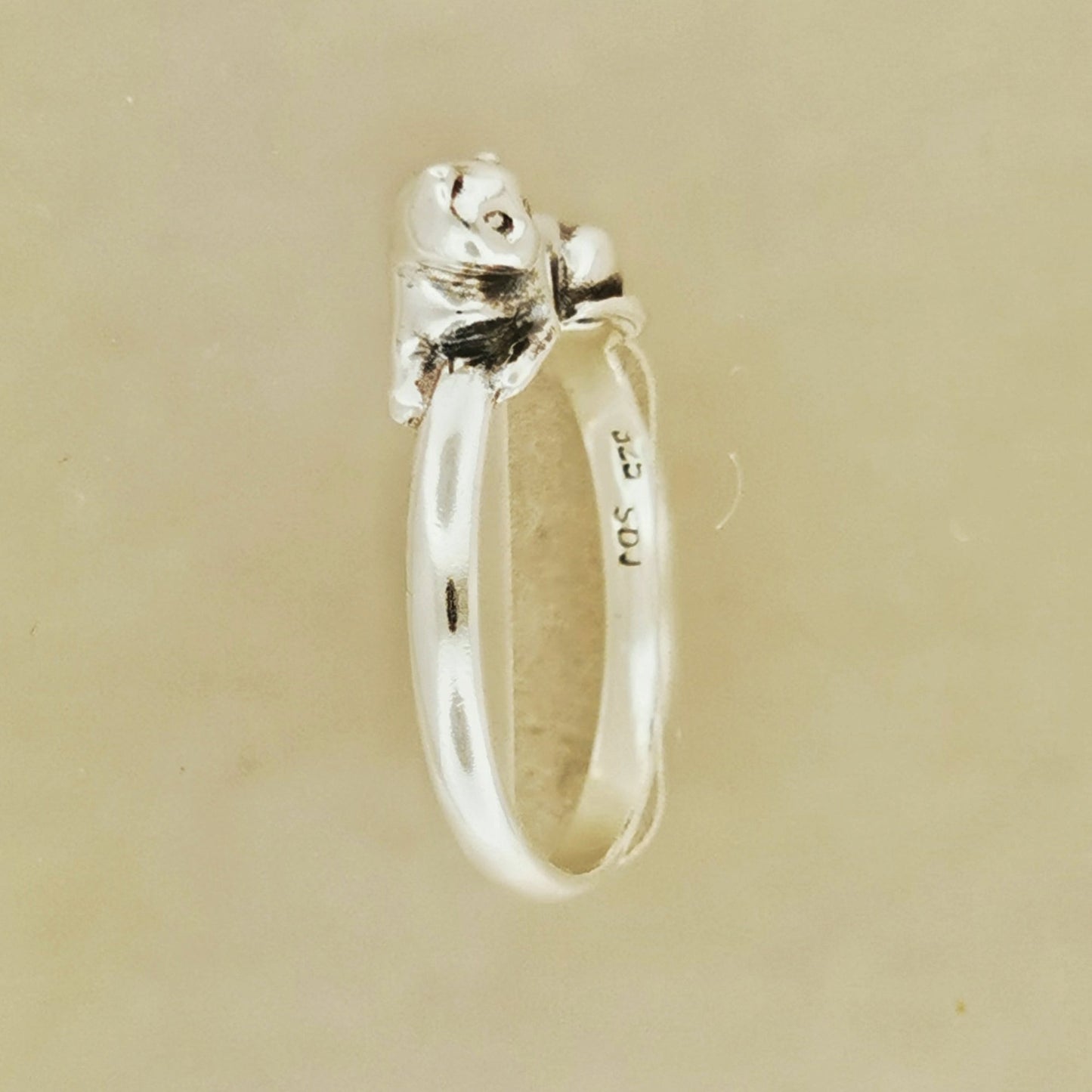 Small 3D Cat Ring in Sterling Silver or Antique Bronze - Le Dragon Argenté