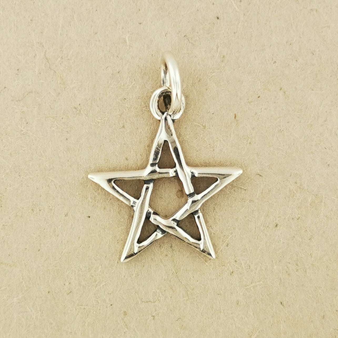 Small Pentagram Star Charm in Sterling Silver or Antique Bronze - Le Dragon Argenté