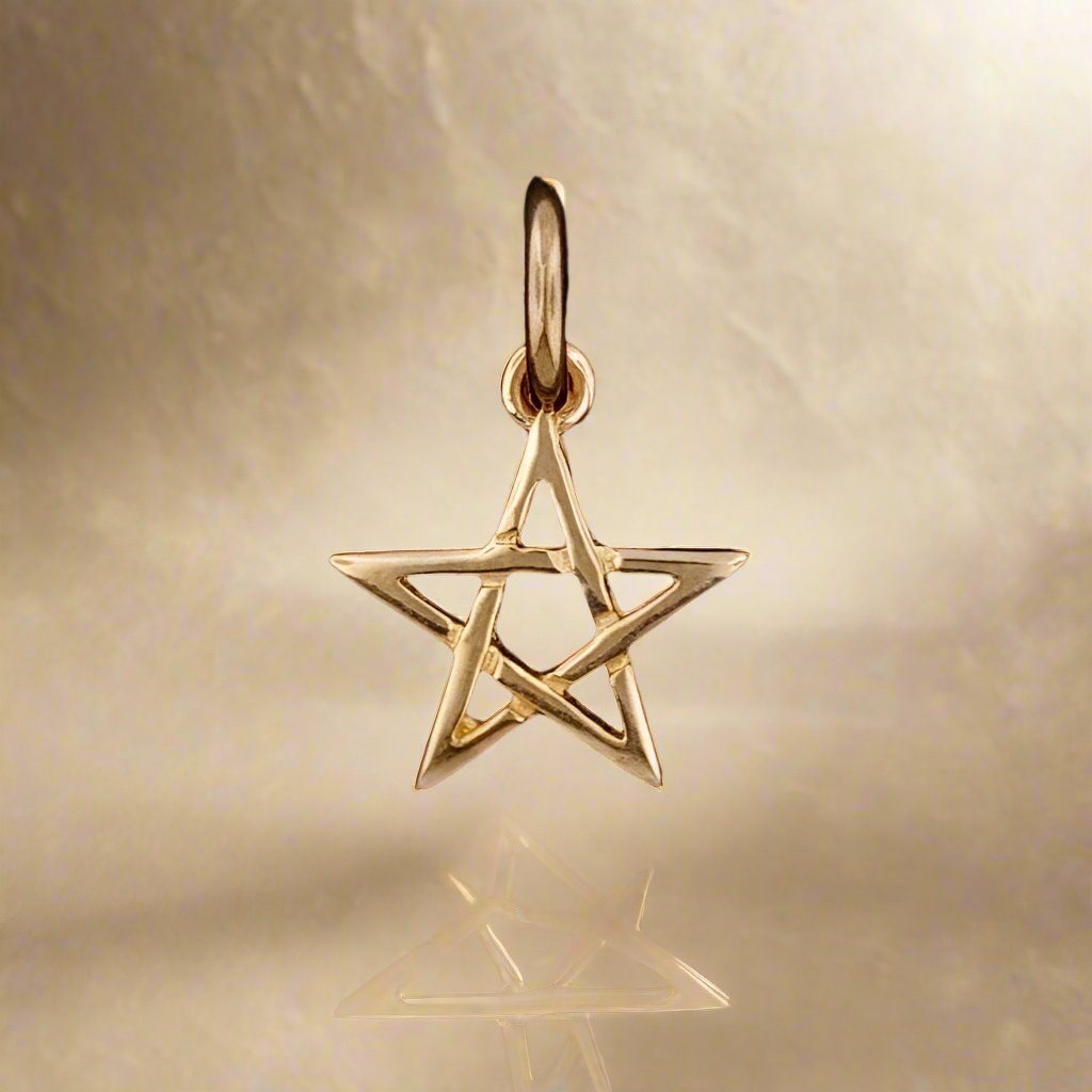 Small Pentagram Star Charm in Sterling Silver or Antique Bronze - Le Dragon Argenté
