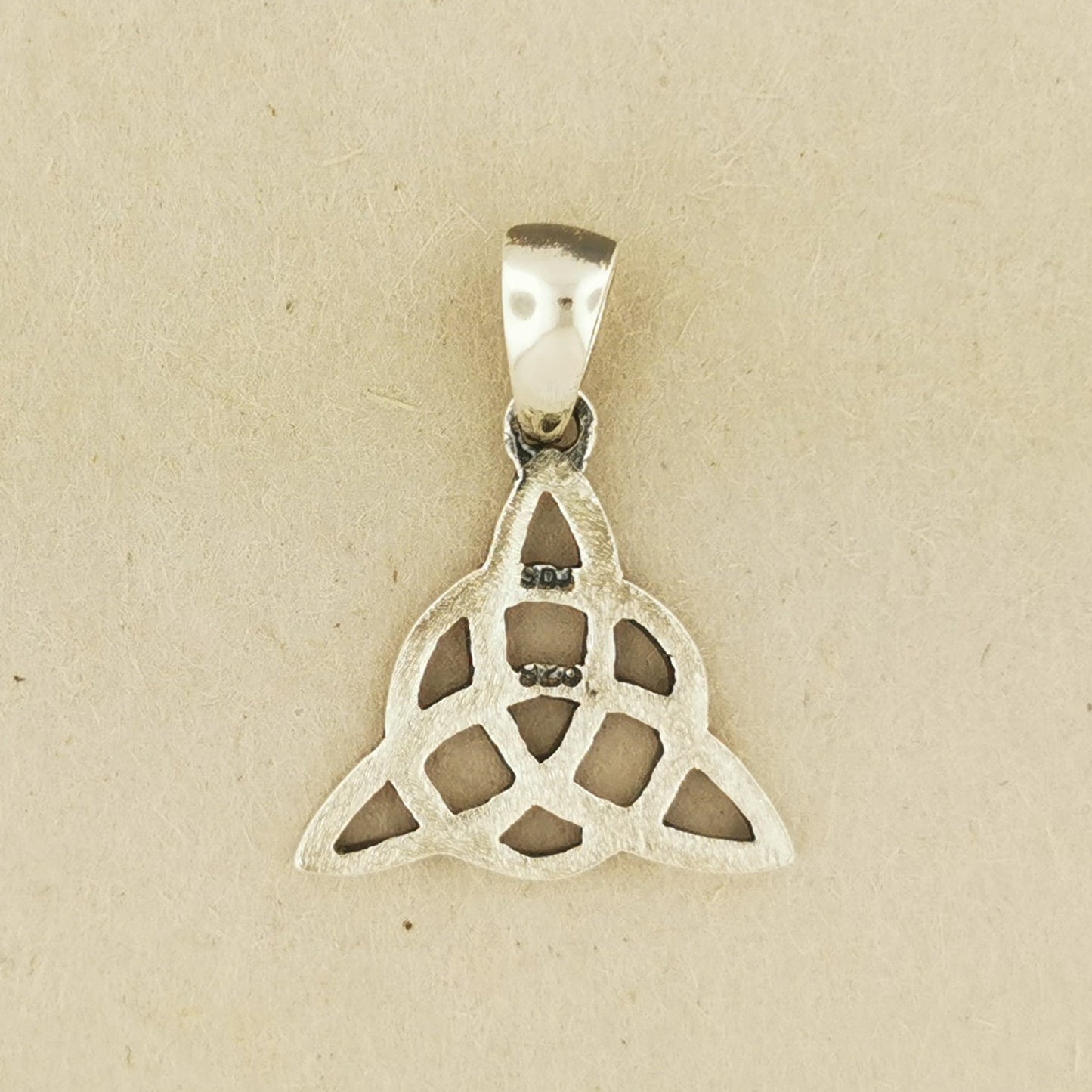 Small Triquetra Charm Pendant In Sterling Silver Back- Le Dragon Argenté