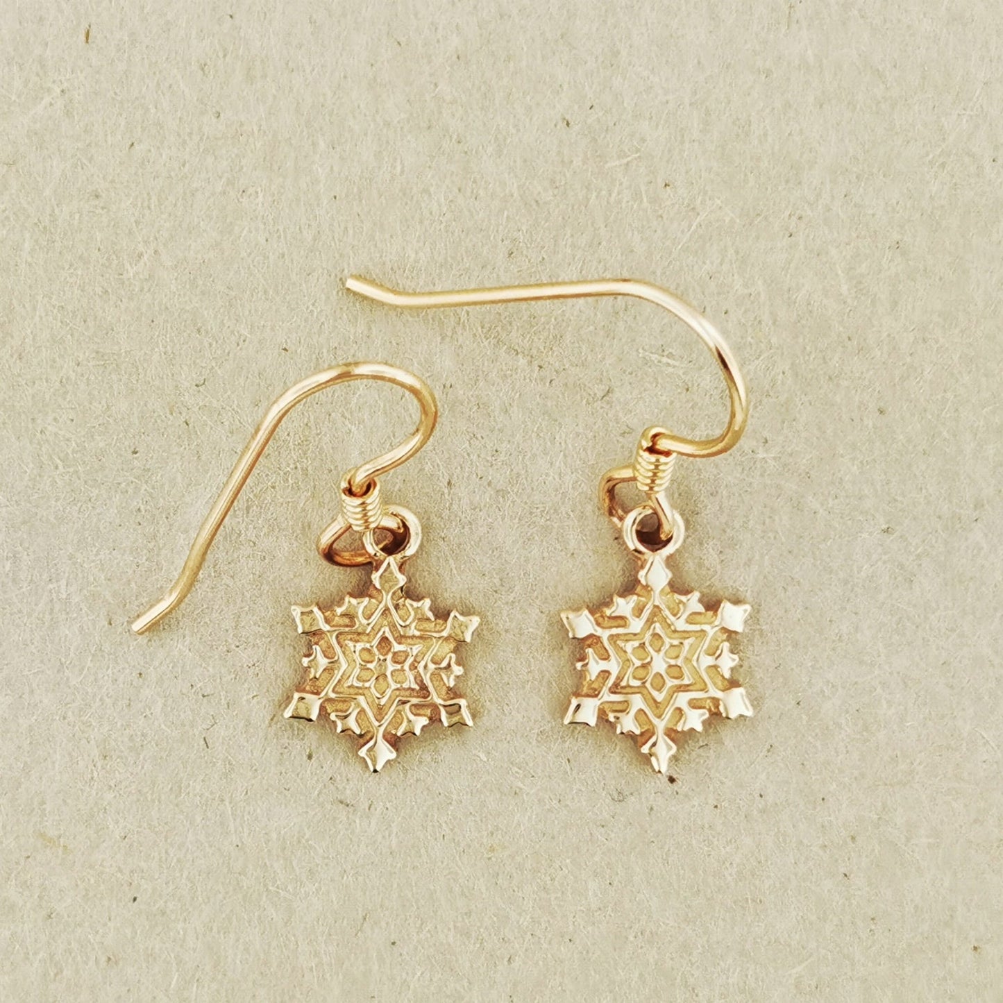 Snowflake Charm Earrings in Sterling Silver or Antique Bronze - Le Dragon Argenté