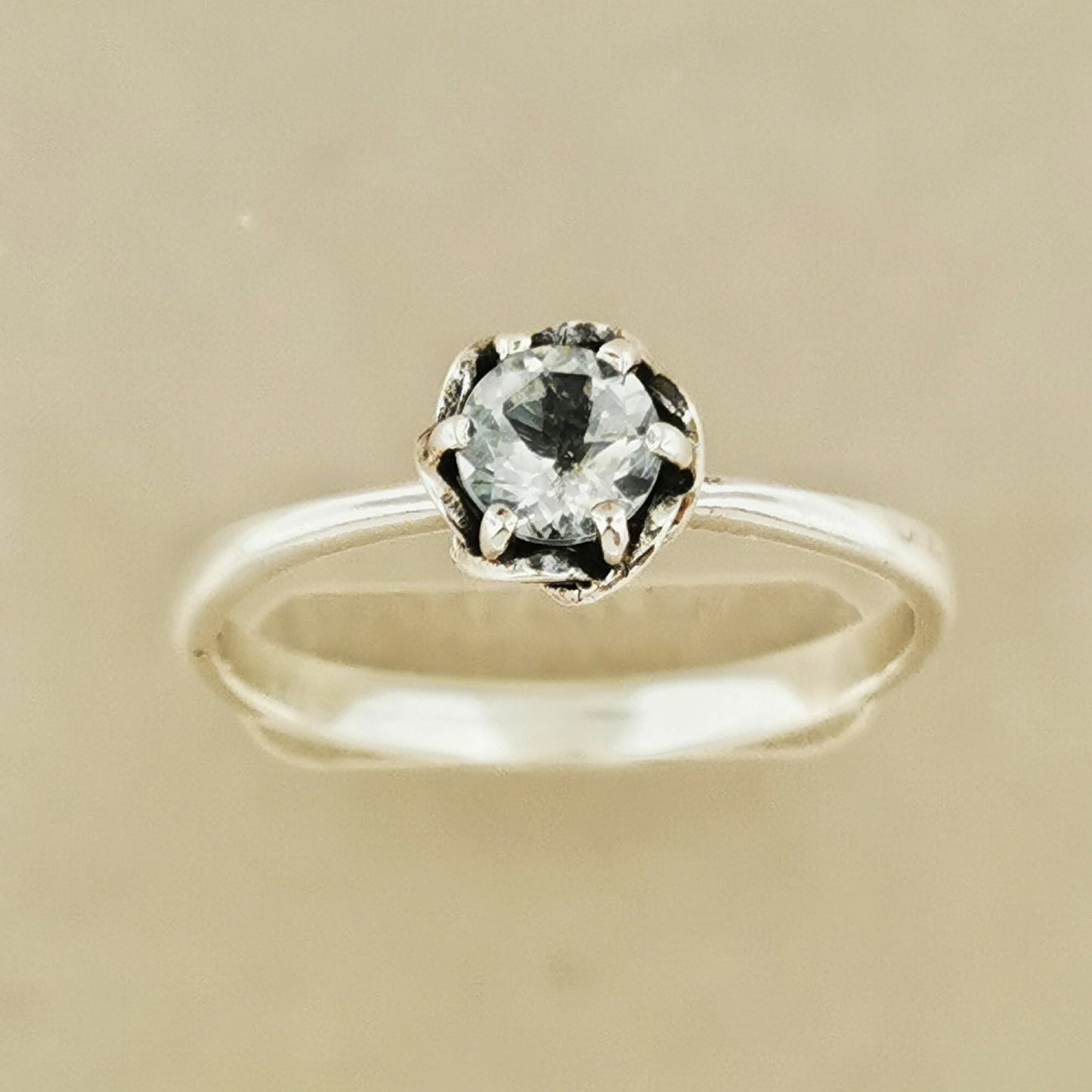 Solitaire Ring in Sterling Silver with 5mm Gemstone - Le Dragon Argenté