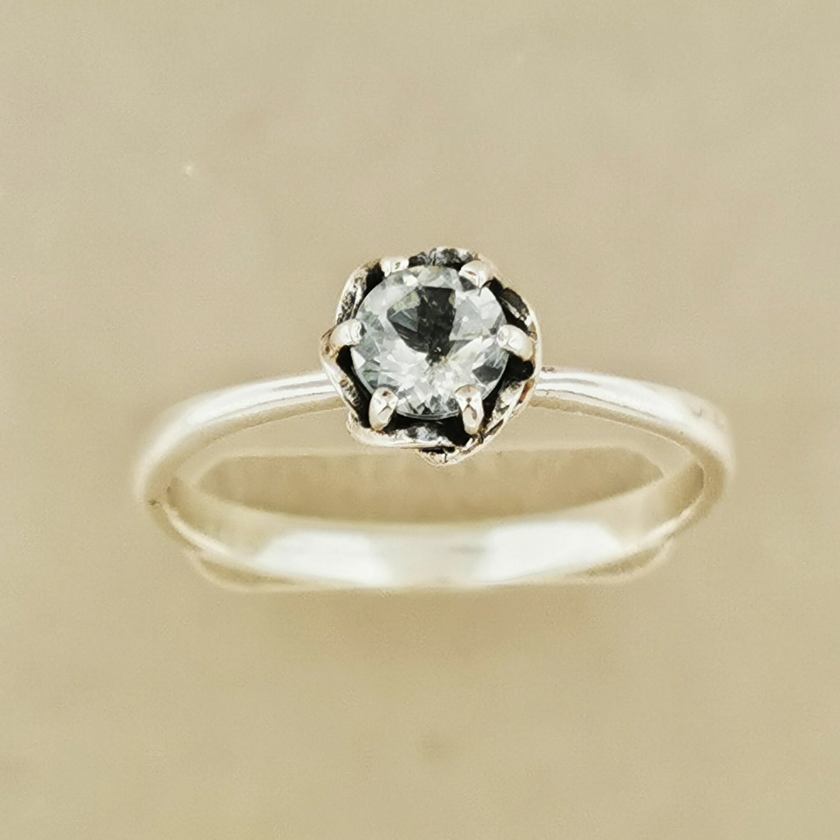 Solitaire Ring in Sterling Silver with 5mm Gemstone - Le Dragon Argenté