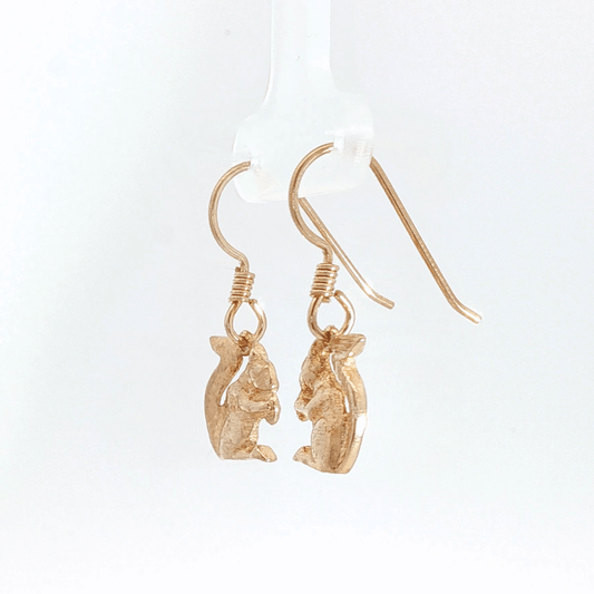 Squirrel Charm Earrings - Le Dragon Argenté - animal earrings - charm earrings - dangle earrings