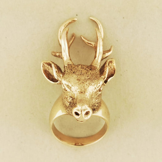 Stag Head Ring in .925 silver, antique bronze or stainless steel for woodland and animal lovers by Le Dragon Argenté