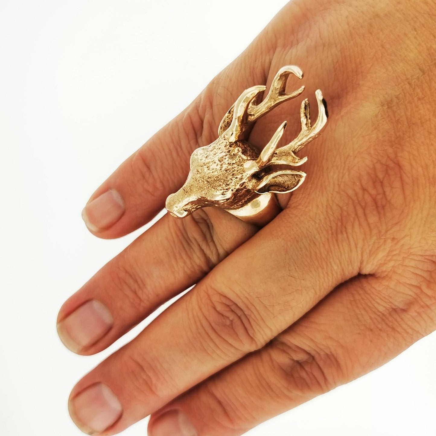 Stag Head Ring in .925 silver, antique bronze or stainless steel for woodland and animal lovers by Le Dragon Argenté