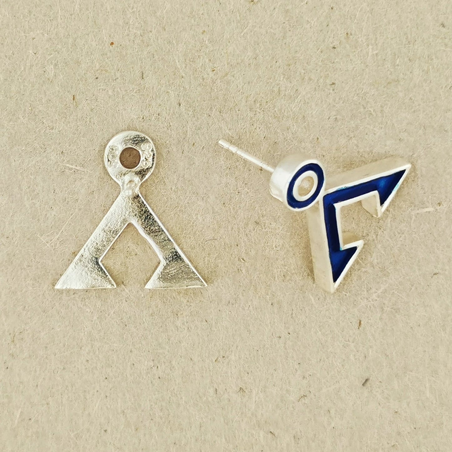 Side View of Stargate Earth Symbol Earrings in Sterling Silver - Le Dragon Argenté