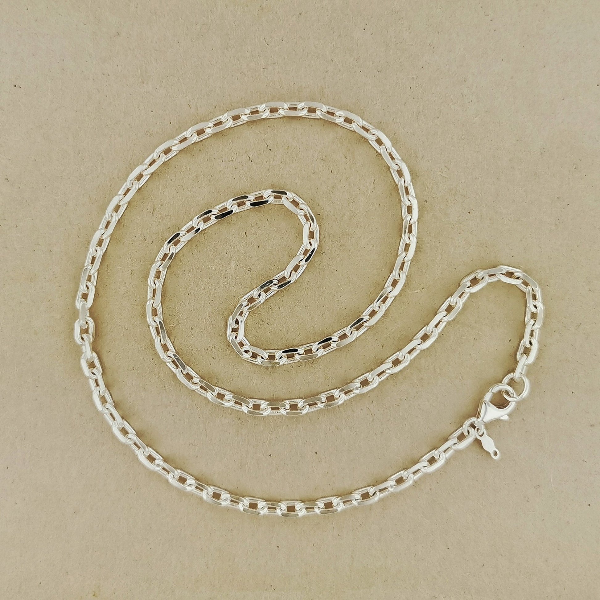 Sterling Silver 3.8mm Diamond Trace Style Cable Chain - Le Dragon Argenté