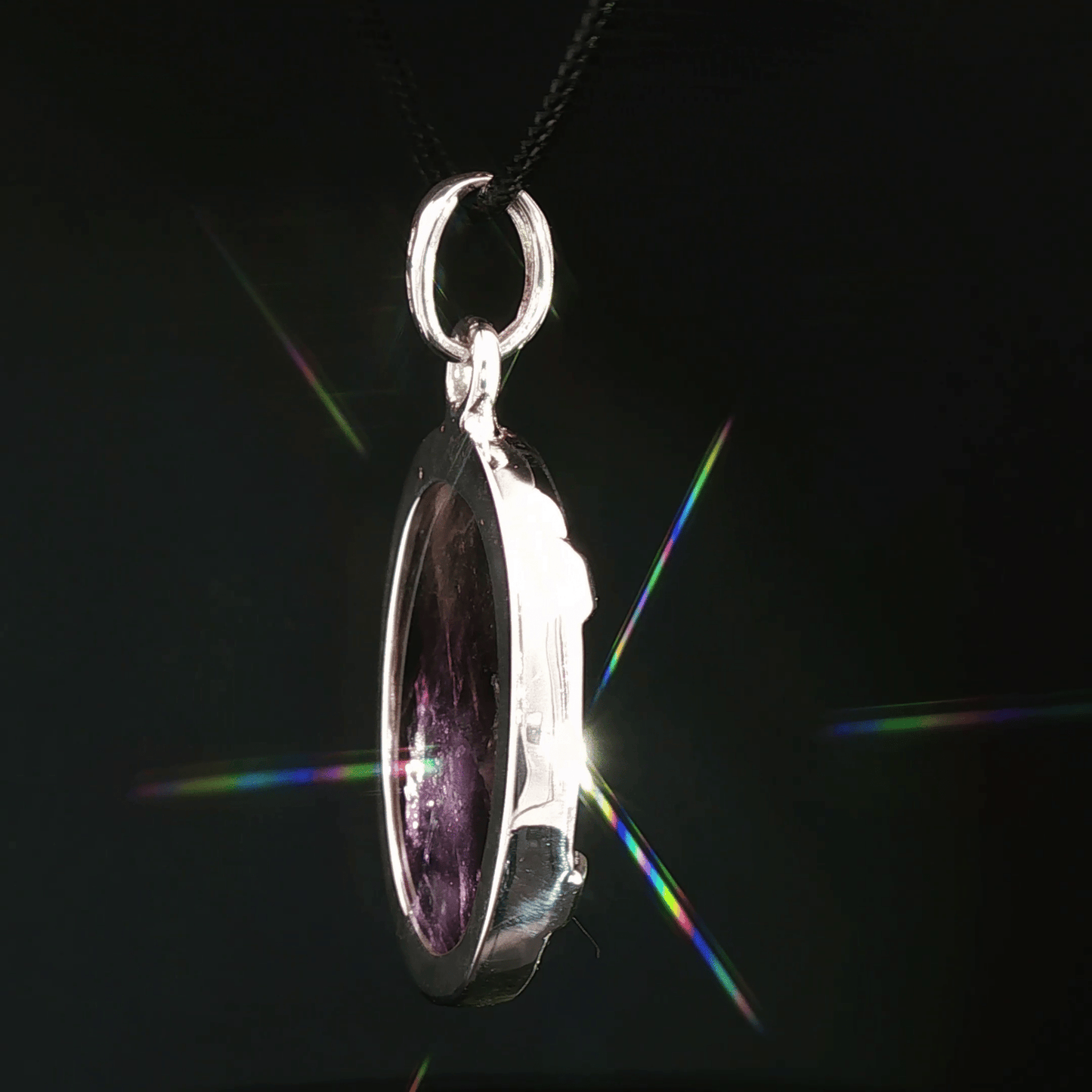 Sterling Silver Gemstone Pendant With Brazil Amethyst - Le Dragon Argenté - Live Sale -