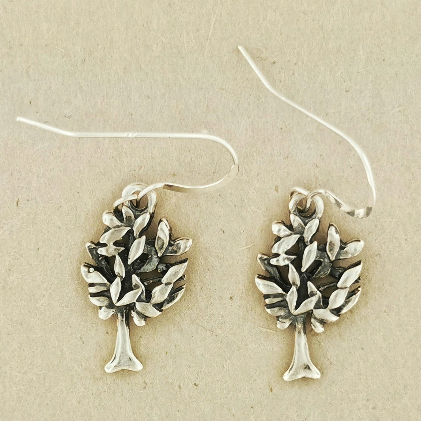 Tree Dangle Earrings in Sterling Silver with gemstones - Le Dragon Argenté - bronze tree of life - esoteric jewelery - everyday earrings