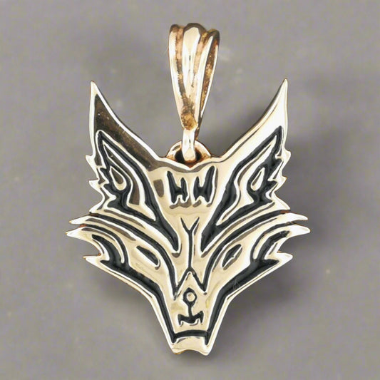 Tribal Fox Head Pendant in Antique Bronze - Le Dragon Argenté