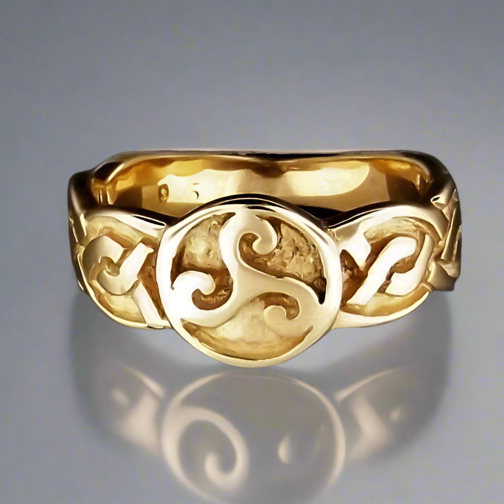 Triskele Knotwork Ring in Sterling Silver or Antique Bronze - Le Dragon Argenté