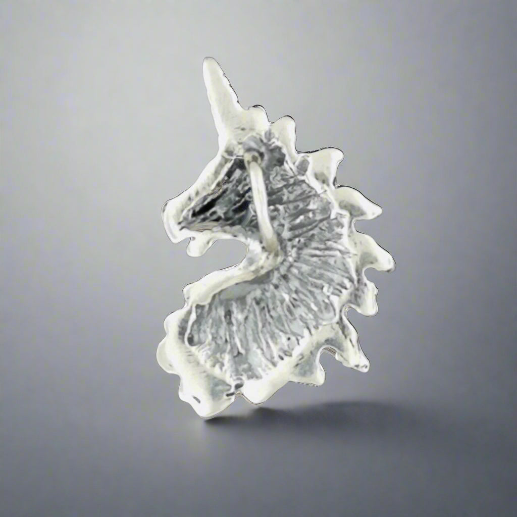 Unicorn Head Charm in Sterling Silver or Antique Bronze - Le Dragon Argenté