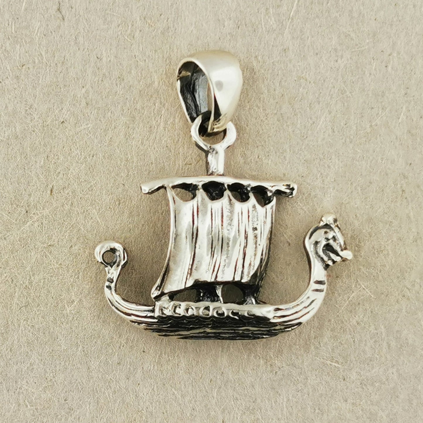 Viking Long Ship Pendant in Sterling Silver or Antique Bronze - Le Dragon Argenté