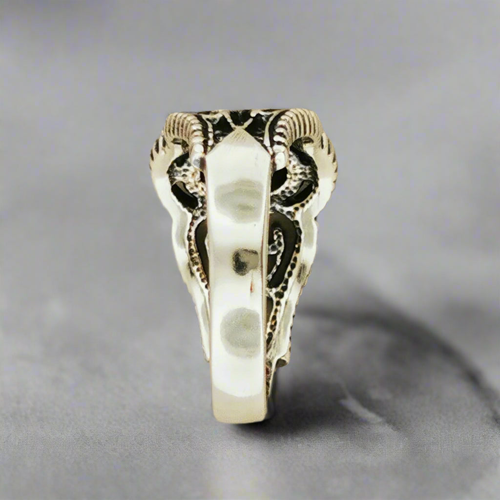 Vintage Style Filigree Birthstone Ring in Sterling Silver - Le Dragon Argenté