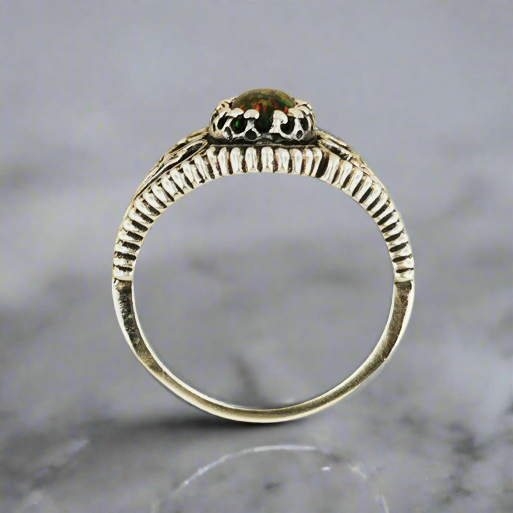 Vintage Style Filigree Birthstone Ring in Sterling Silver - Le Dragon Argenté