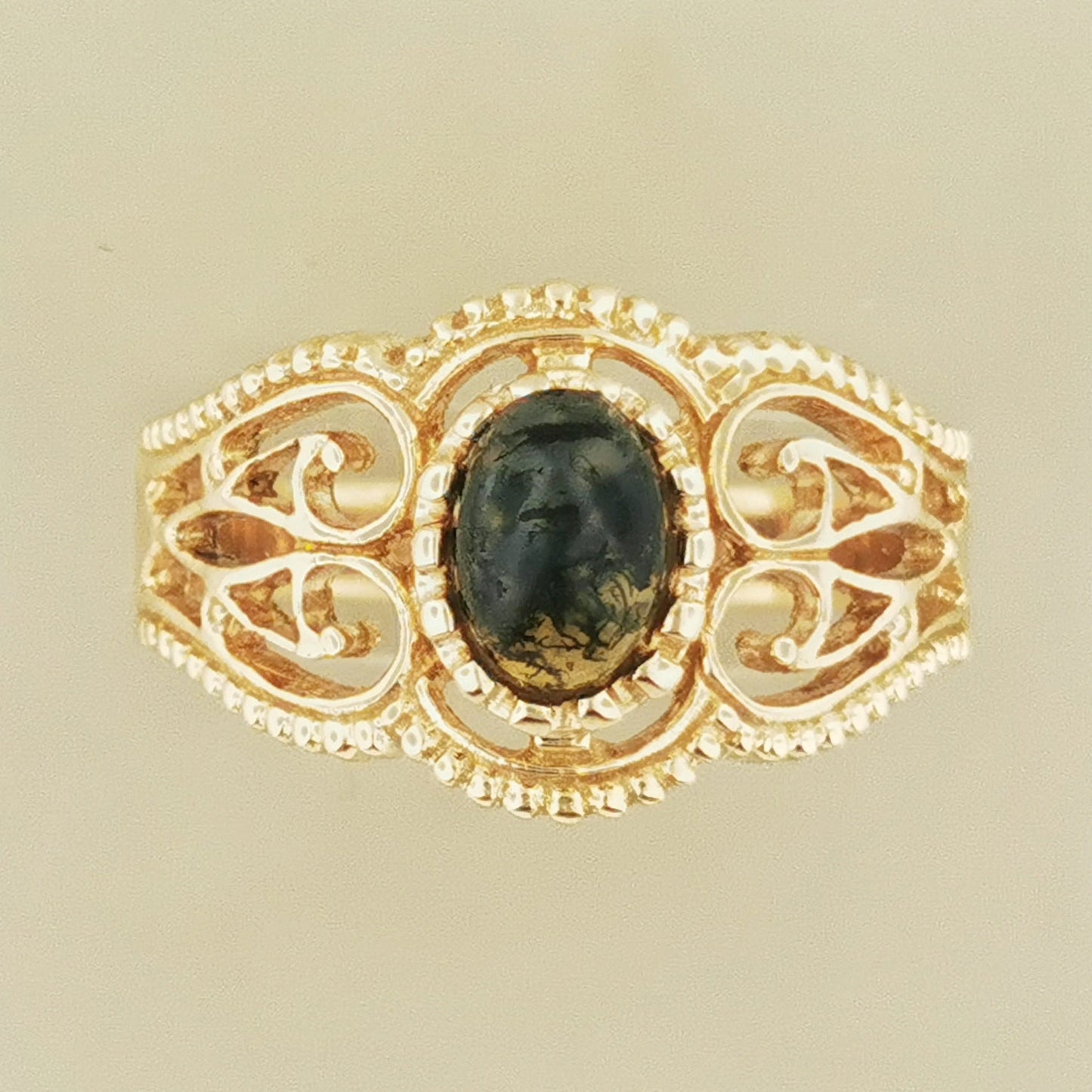 Vintage Style Filigree Ring with Gemstone in Antique Bronze - Le Dragon Argenté