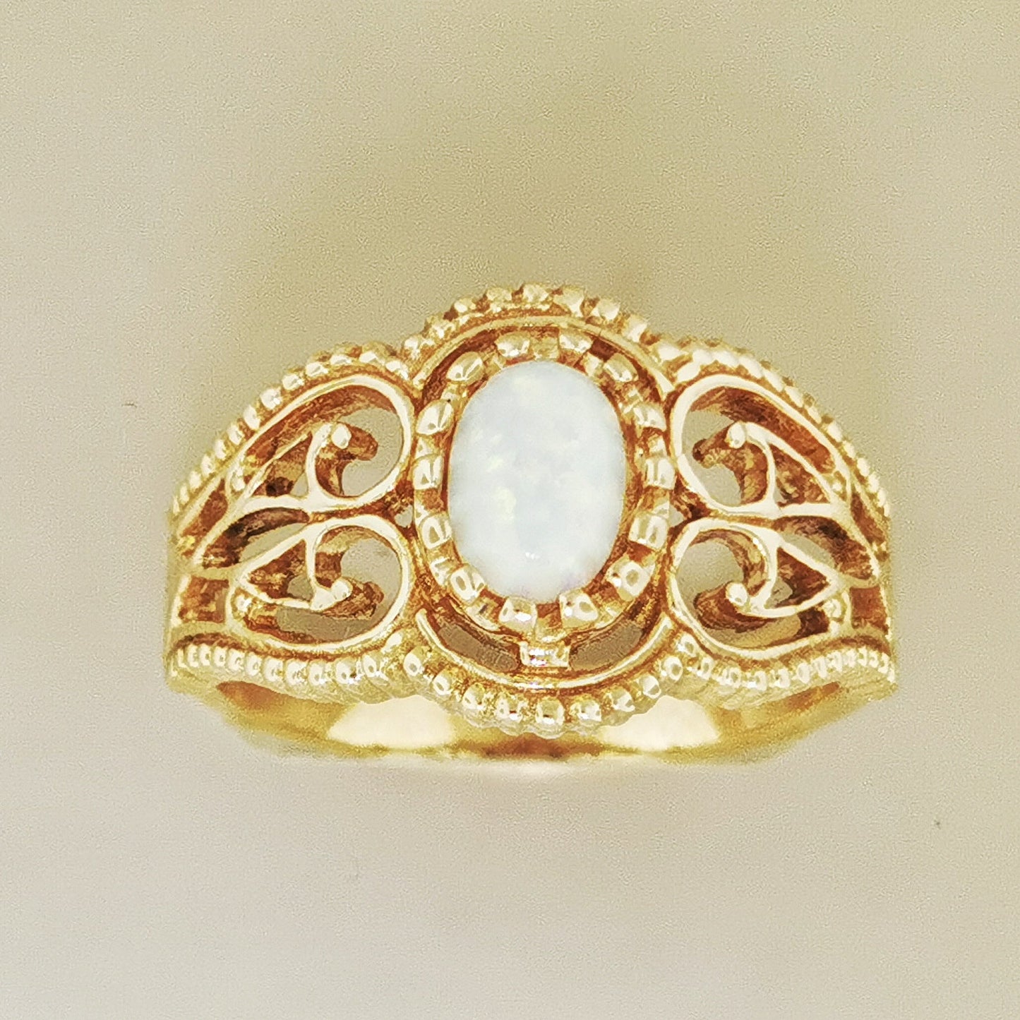 Vintage Style Filigree Ring with Gemstone in Antique Bronze - Le Dragon Argenté
