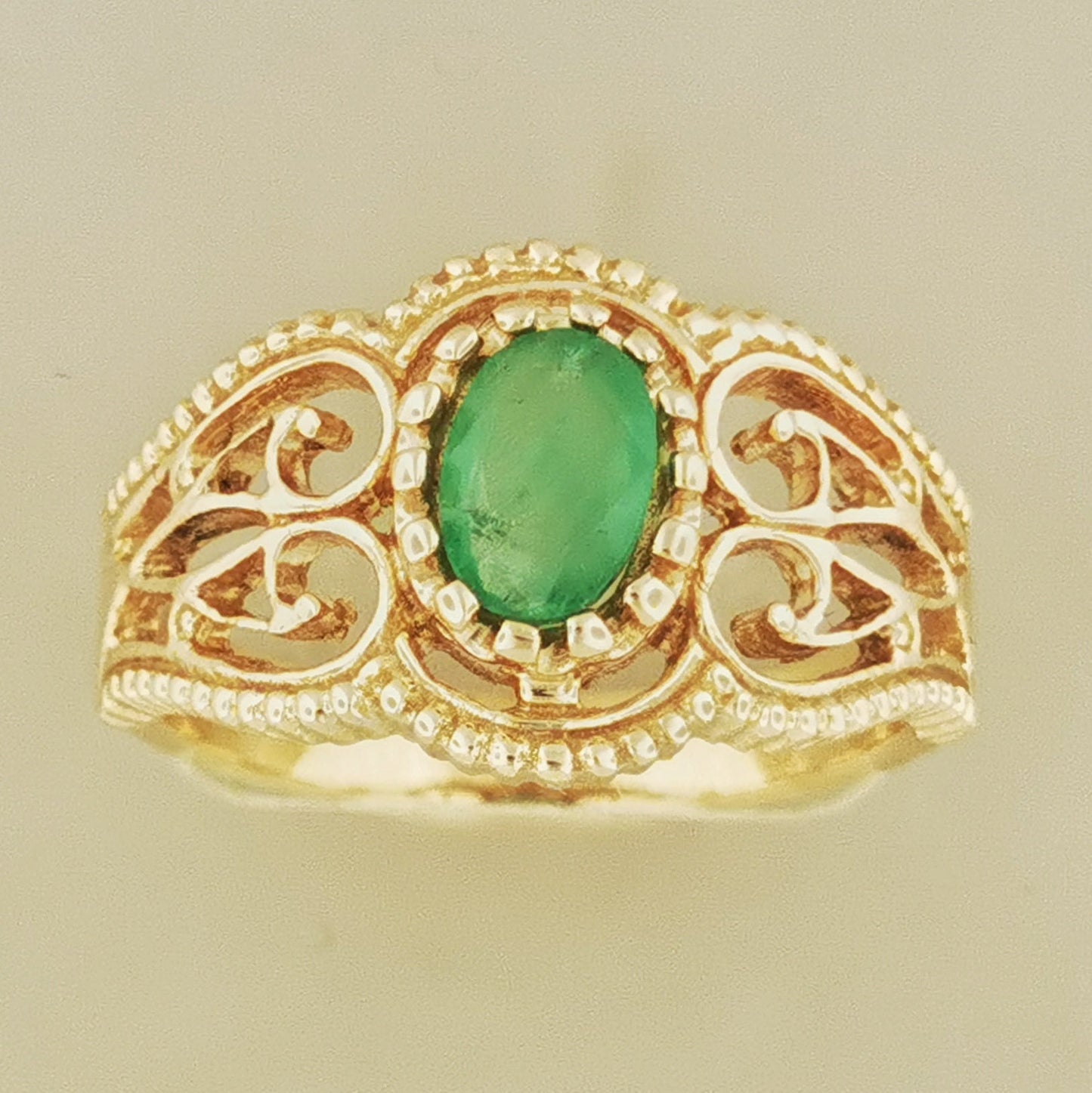 Vintage Style Filigree Ring with Gemstone in Antique Bronze - Le Dragon Argenté