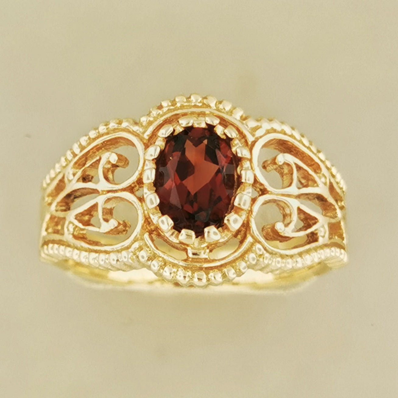Vintage Style Filigree Ring with Gemstone in Antique Bronze - Le Dragon Argenté