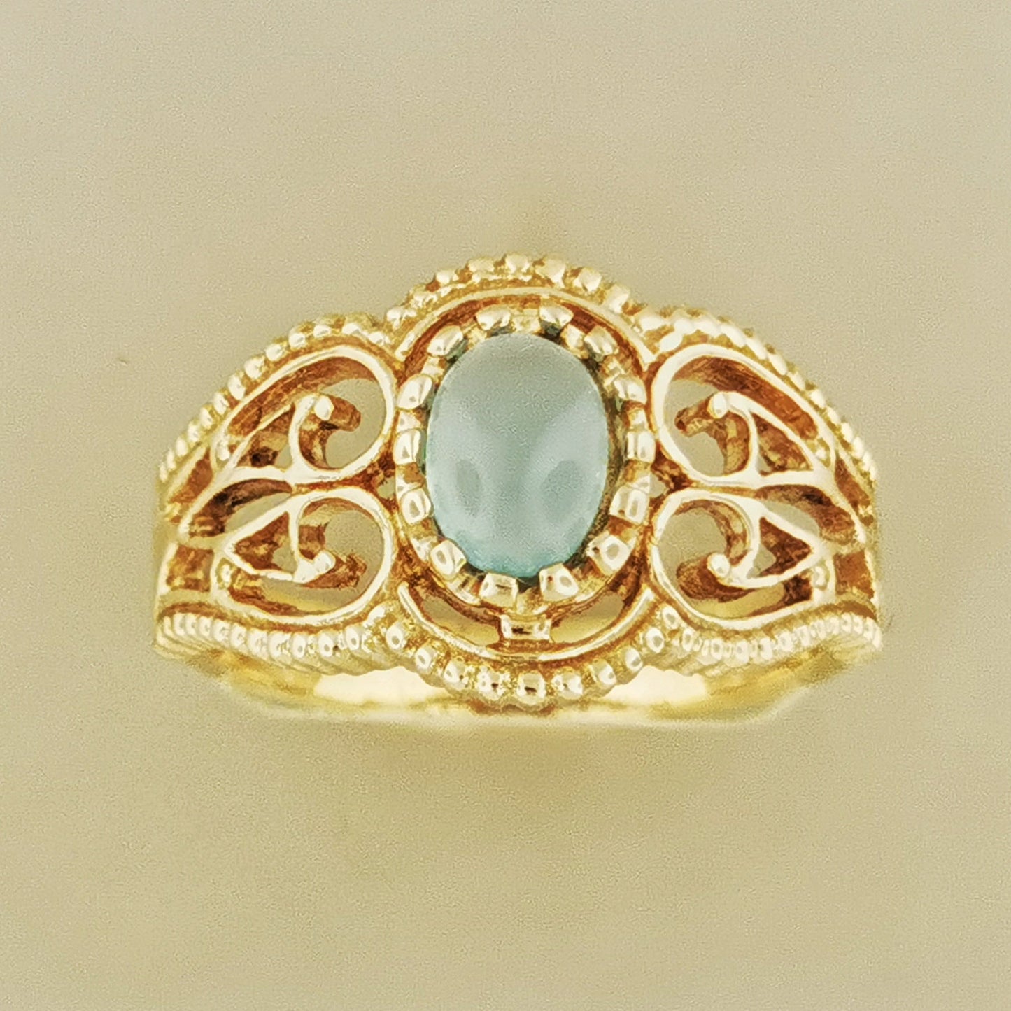 Vintage Style Filigree Ring with Gemstone in Antique Bronze - Le Dragon Argenté
