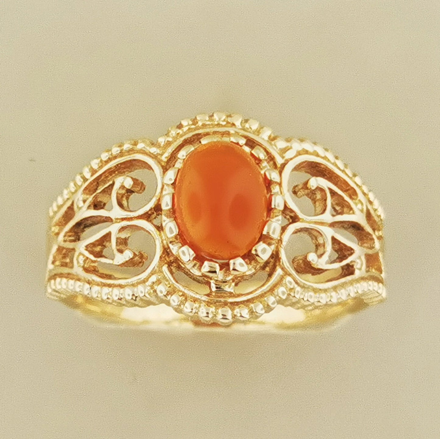 Vintage Style Filigree Ring with Gemstone in Antique Bronze - Le Dragon Argenté