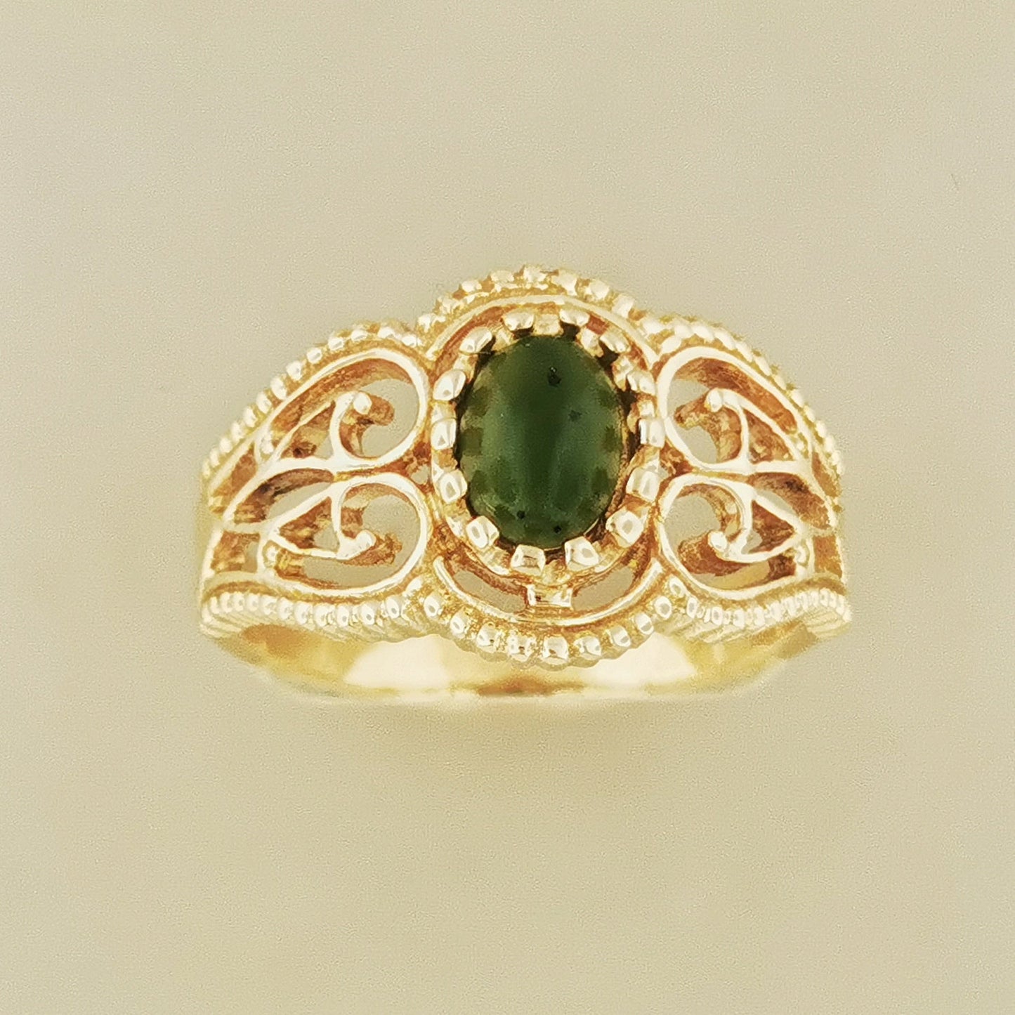 Vintage Style Filigree Ring with Gemstone in Antique Bronze - Le Dragon Argenté