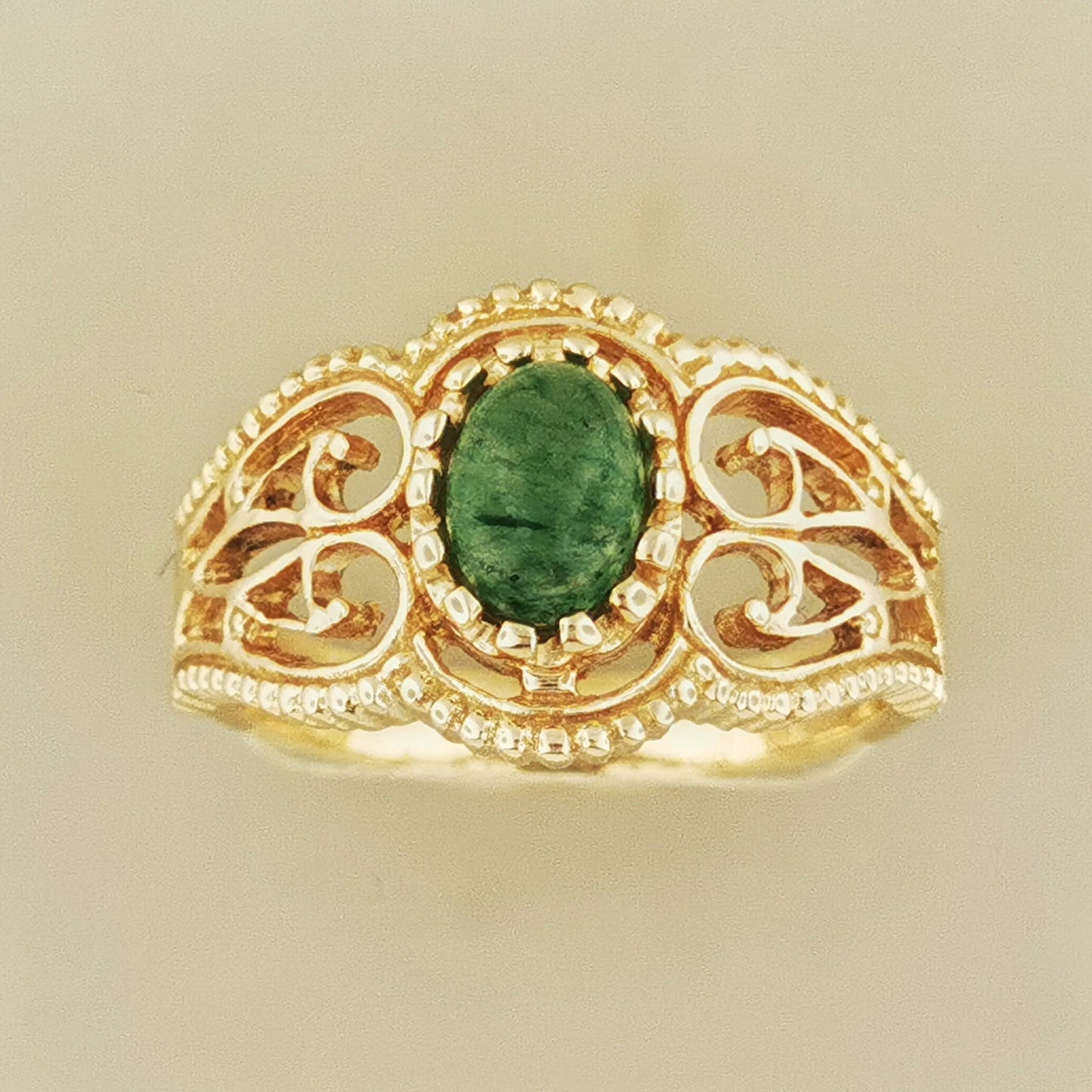 Vintage Style Filigree Ring with Gemstone in Antique Bronze - Le Dragon Argenté