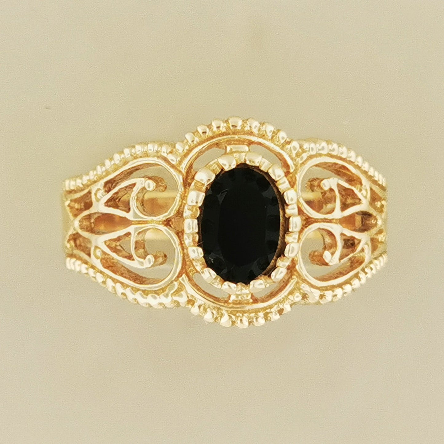 Vintage Style Filigree Ring with Gemstone in Antique Bronze - Le Dragon Argenté