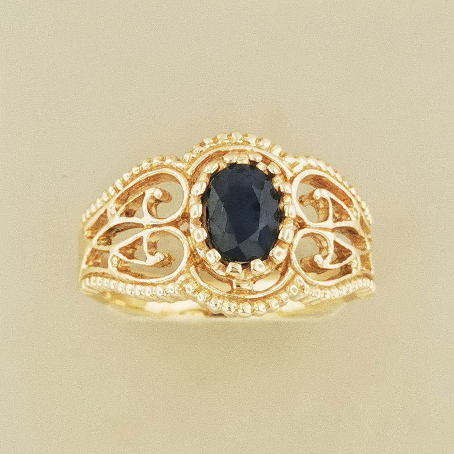 Vintage Style Filigree Ring with Gemstone in Antique Bronze - Le Dragon Argenté