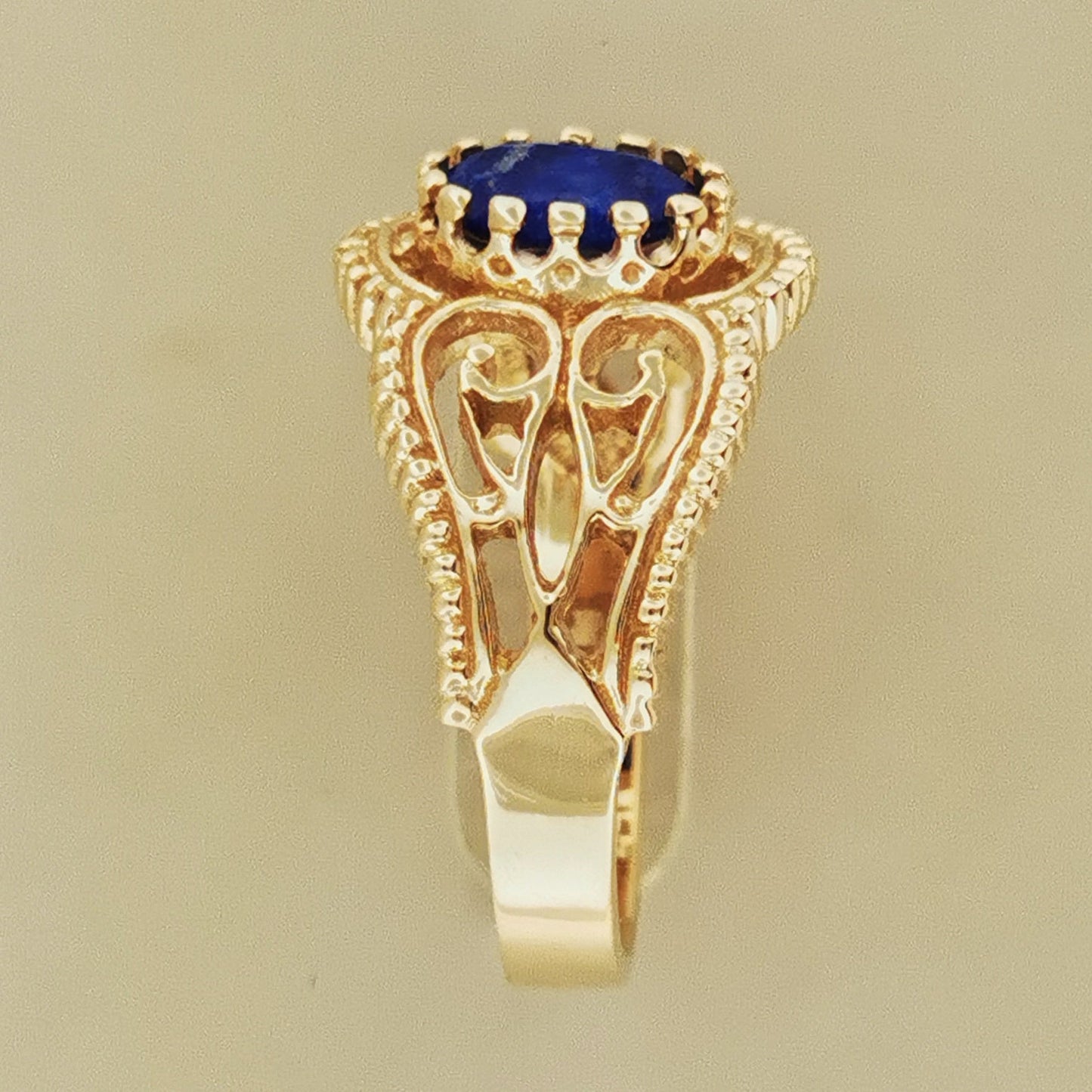 Vintage Style Filigree Ring with Gemstone in Antique Bronze - Le Dragon Argenté