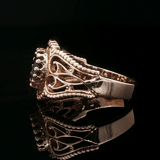 Vintage Style Filigree Ring with Gemstone in Antique Bronze - Le Dragon Argenté