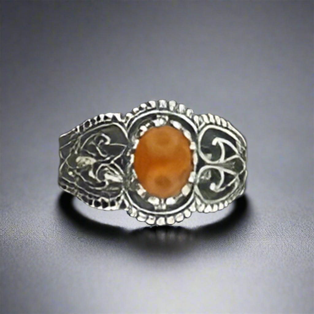 Vintage Style Filigree Ring with Gemstone in Sterling Silver - Le Dragon Argenté