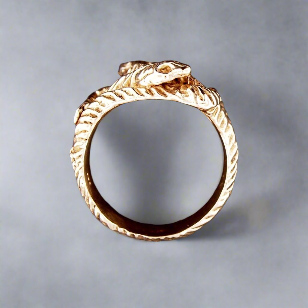 Vintage Style Twin Snakes Ring in Sterling Silver or Antique Bronze - Le Dragon Argenté