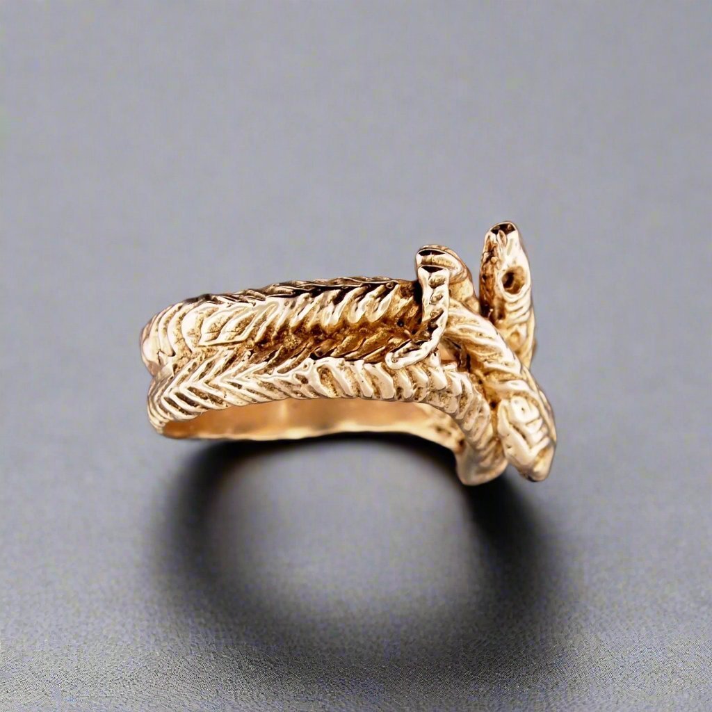 Vintage Style Twin Snakes Ring in Sterling Silver or Antique Bronze - Le Dragon Argenté
